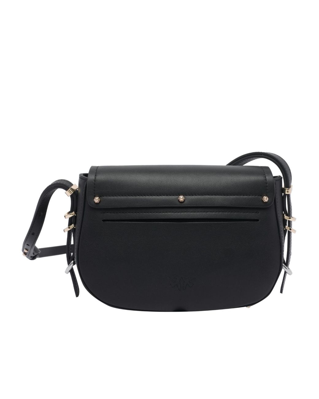 Pinko Black Saddle Foldover Top Mini Crossbody Bag