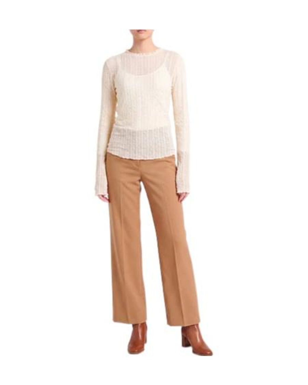 MAX&Co. Natural Solid Color Lace Top