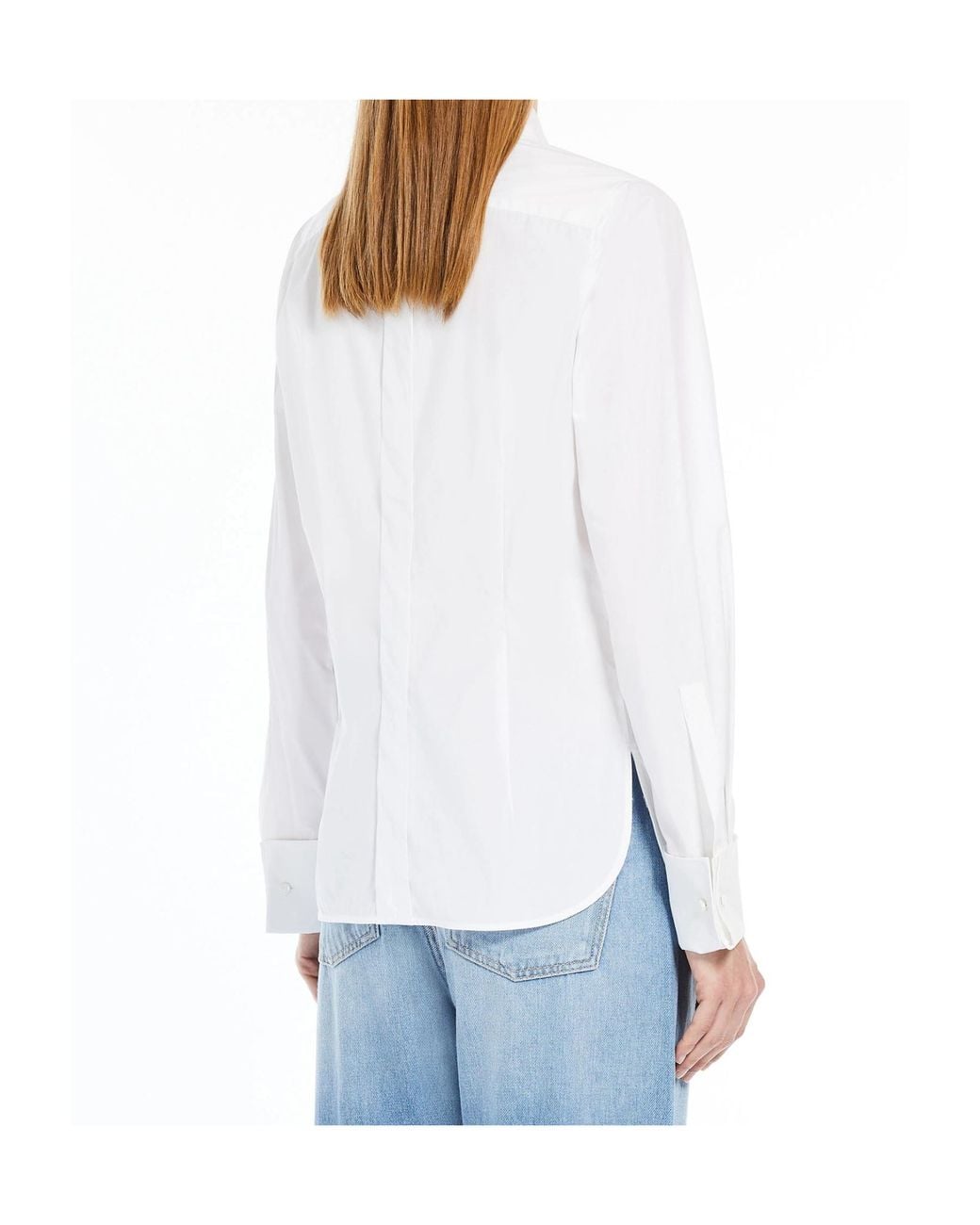 Max Mara White Curved Hem Poplin Shirt