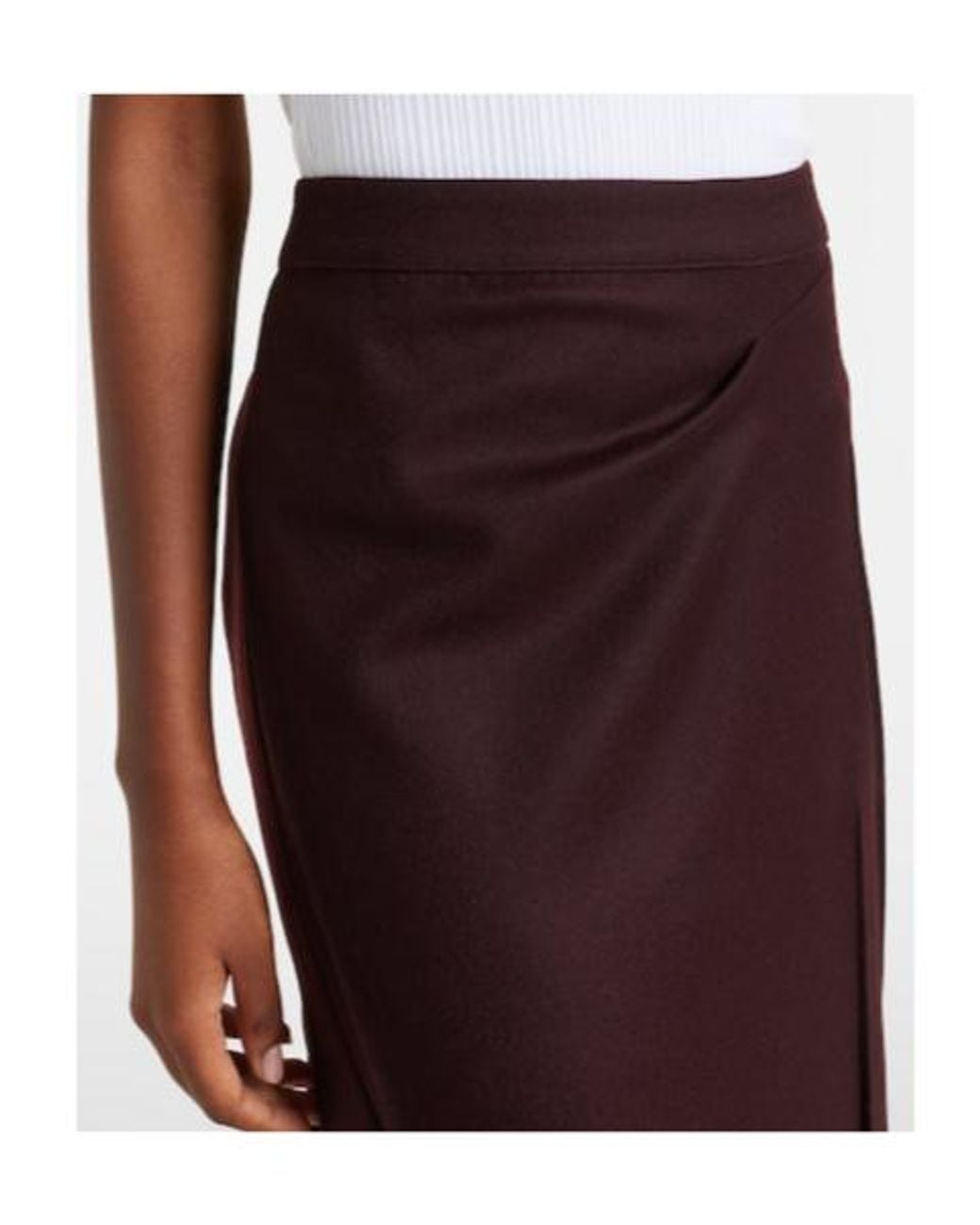 Victoria Beckham Brown Draped Virgin Wool Midi Skirt