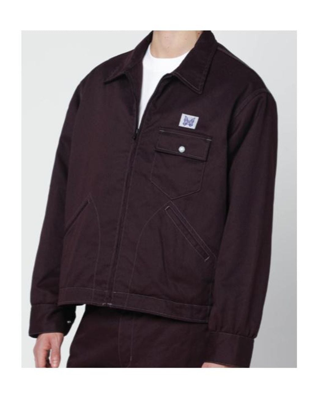 Needles Blue Zipped Logo Patch Jacket for men
