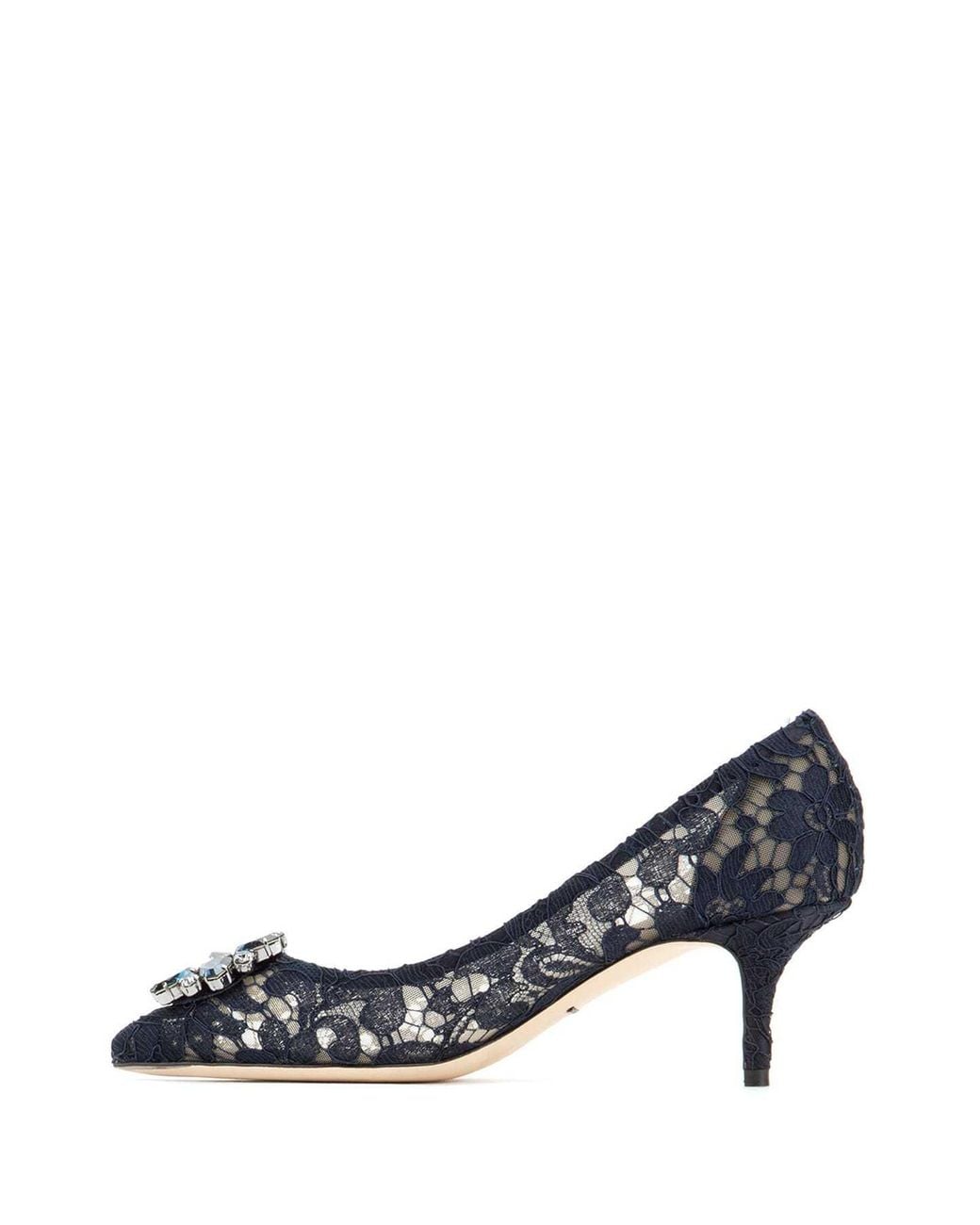 Dolce & Gabbana Blue Taormina Lace Embellished Pumps