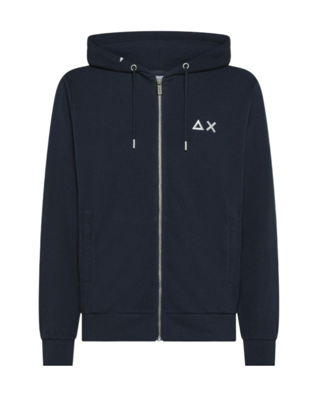 Sun 68 Blue Zip-Up Logo Hoodie for men