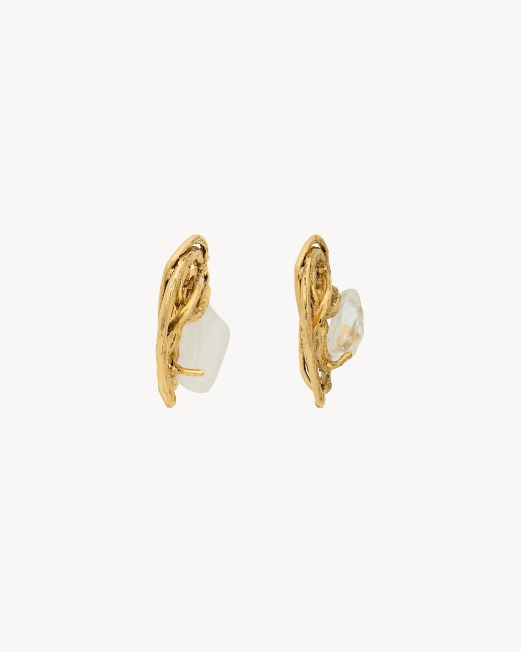 Saint Laurent Metallic Boucles Doreilles Cœur En Quartz Et Metal