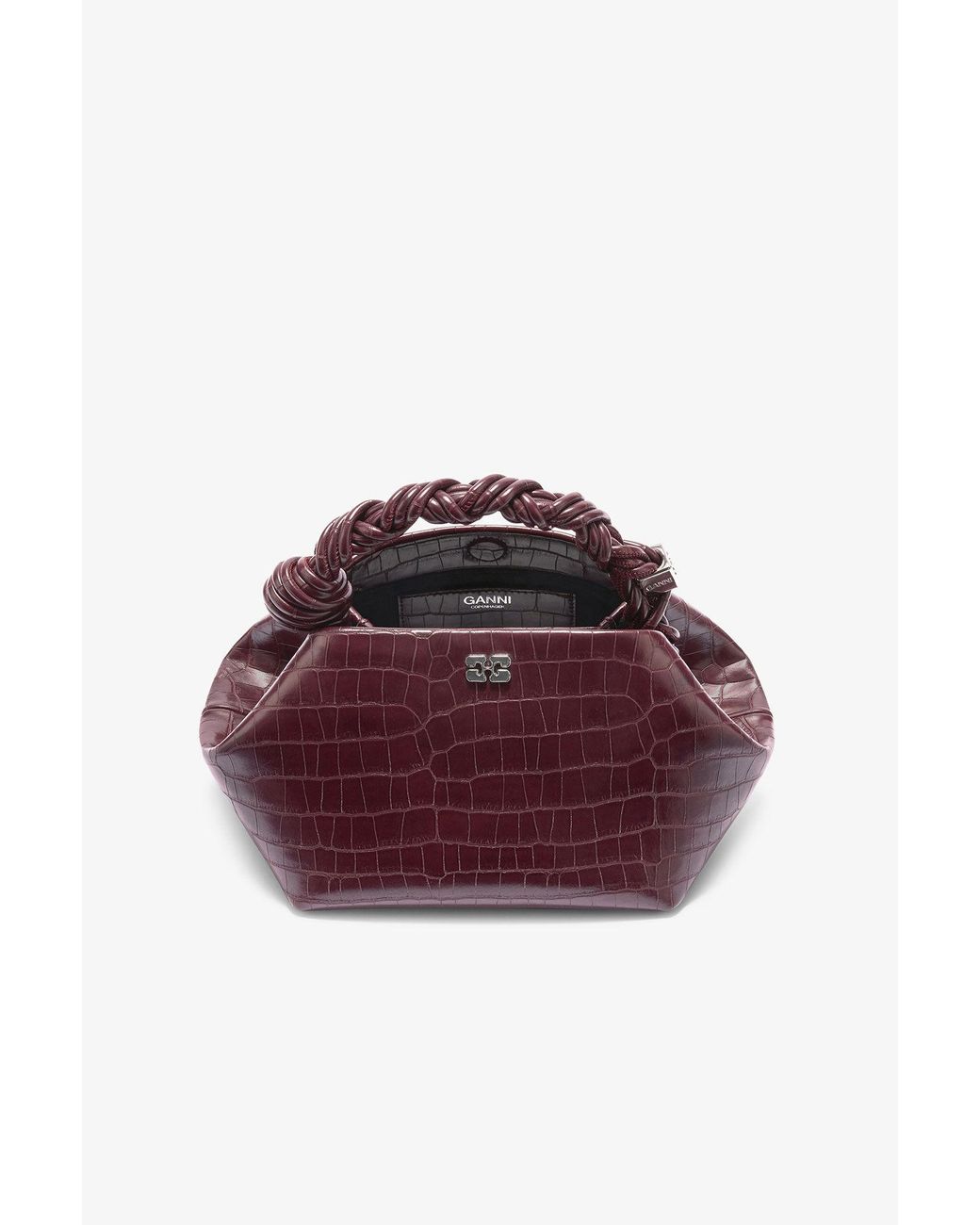 Ganni Purple Twisted Handle Shoulder Bag