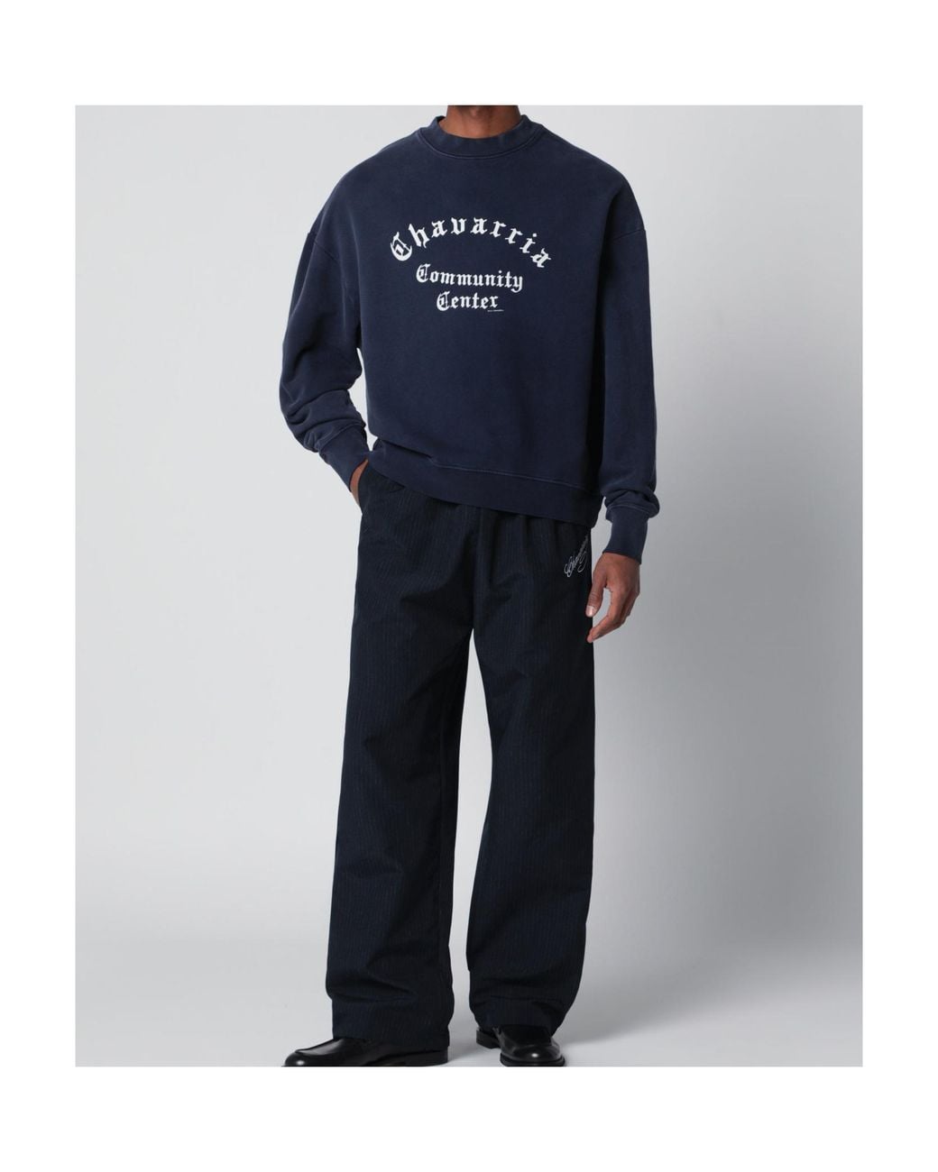 Willy Chavarria Blue Crew Neck Sweatshirt for men