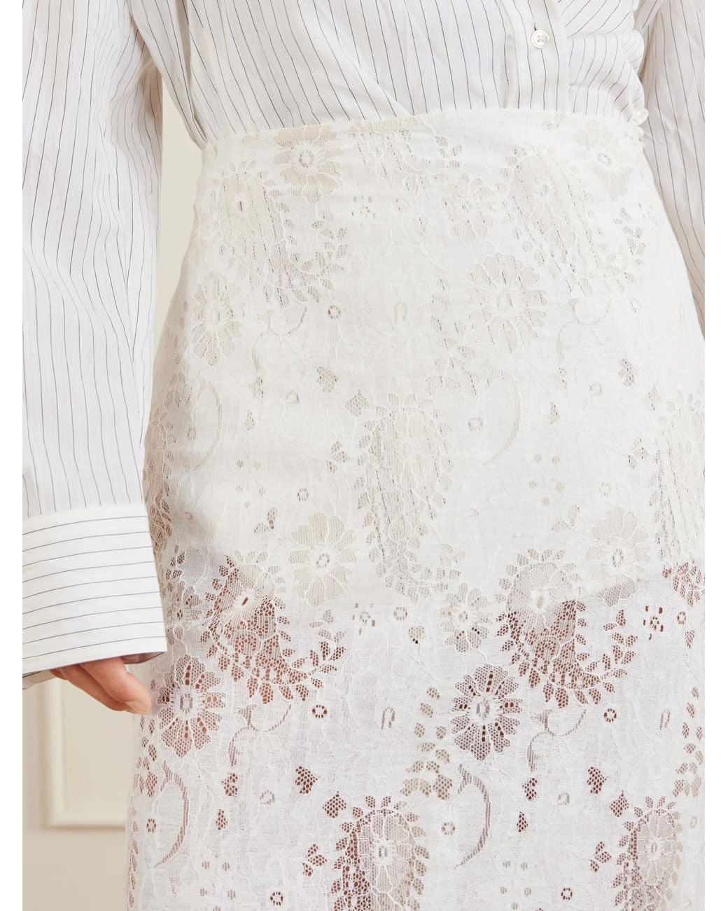 Rohe White Soof Lace Midi Skirt