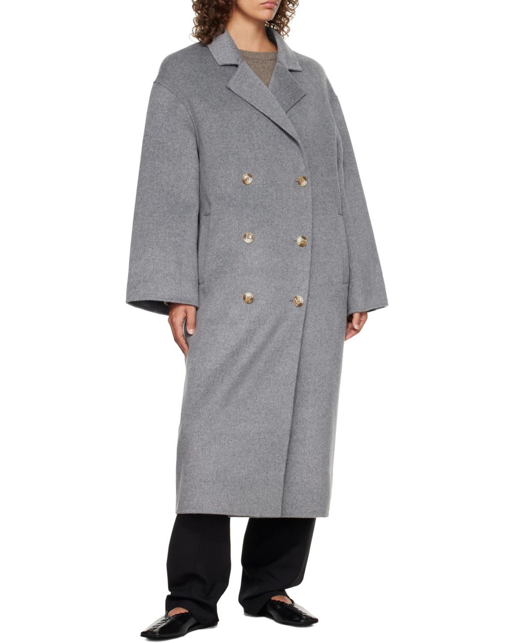 Loulou de Saison Gray Borneo Double-Breasted Coat