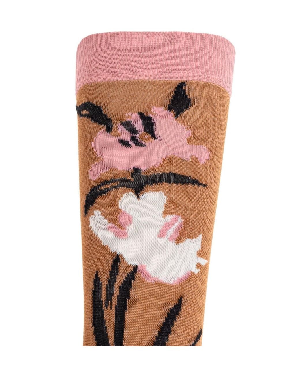 Marni Pink Floral Motif Knitted Socks