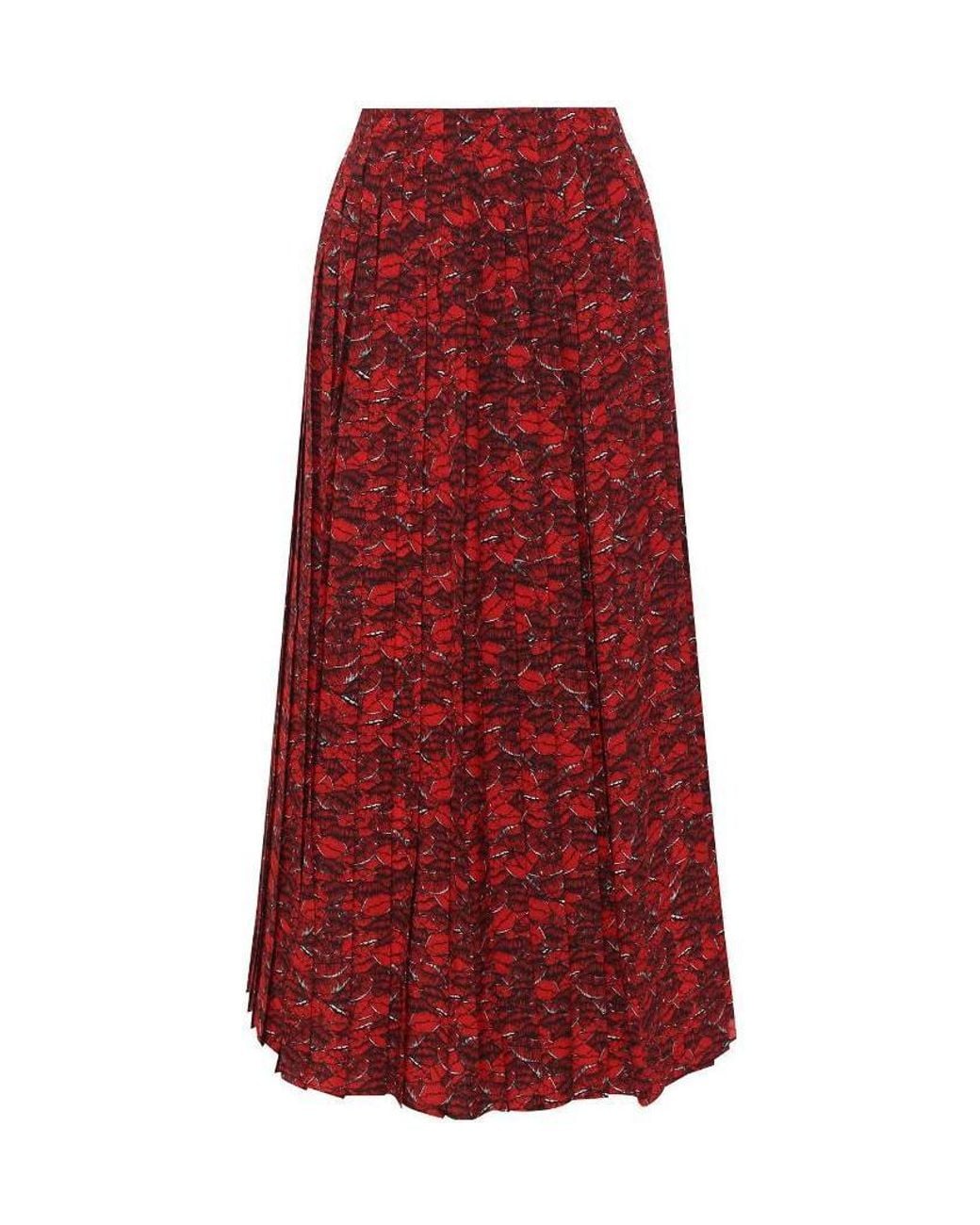 Valentino Red Lip Print Pleated Skirt