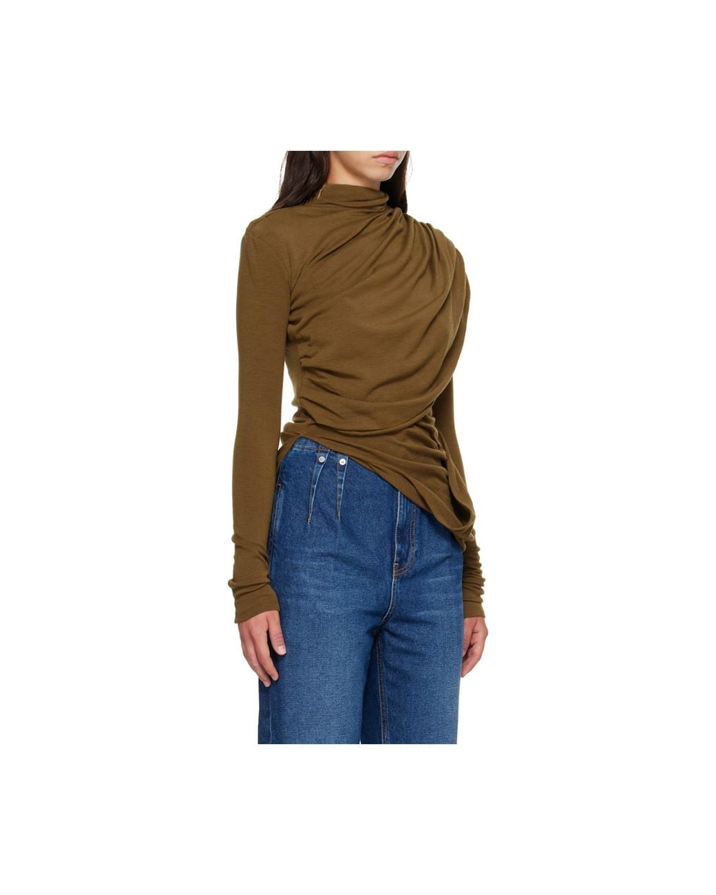 Mugler Blue Cascade Sleeves Top