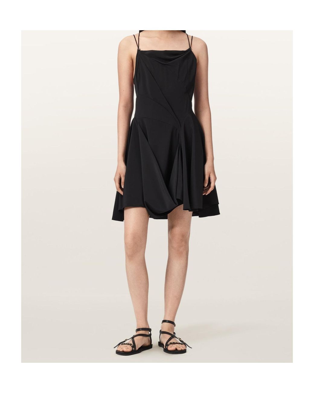 AllSaints Black Claire Draped Mini Dress