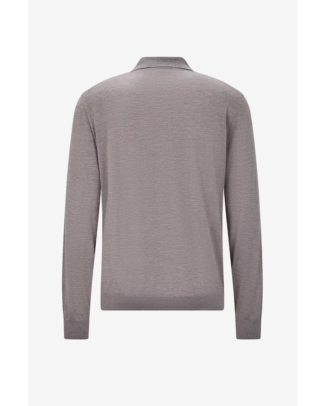 Brioni Gray Long-Sleeve Polo Shirt for men
