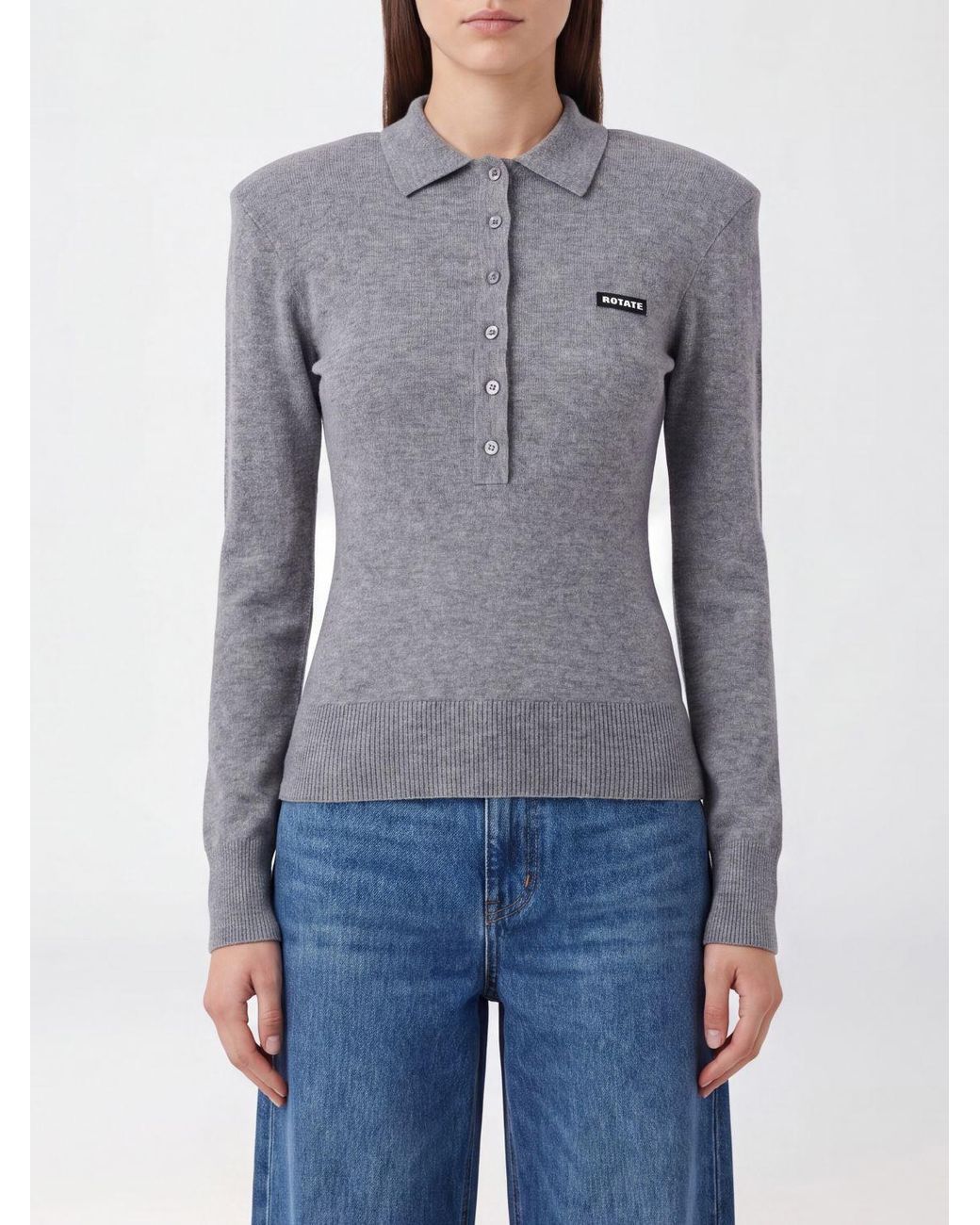 ROTATE BIRGER CHRISTENSEN Gray Long-Sleeved Sweater