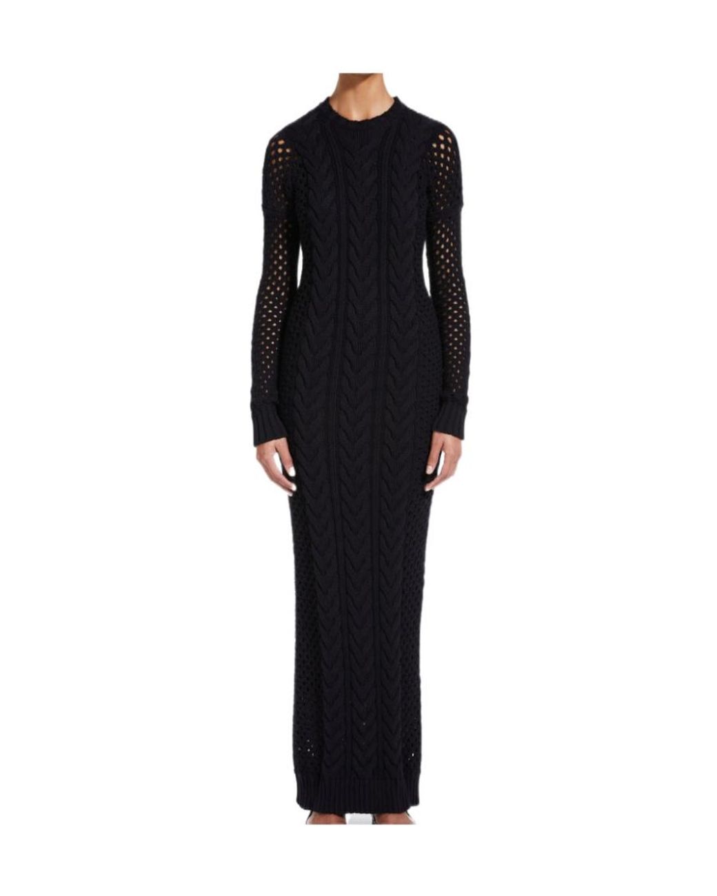 Max Mara Black Mesh Panelled Midi Dress