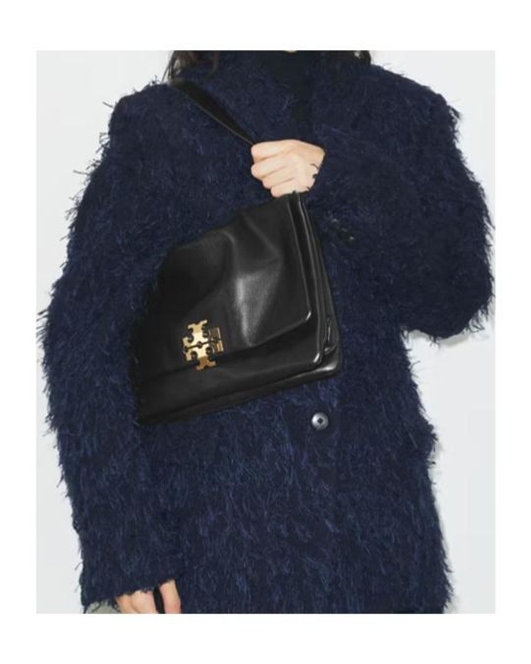 Tory Burch Black Logo Charlie Shoulder Bag