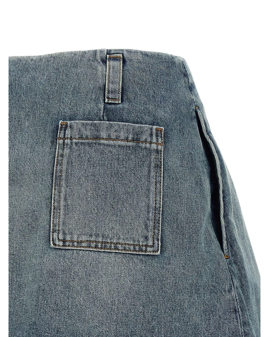 Loewe Blue Pleated Pocket Denim Skirt