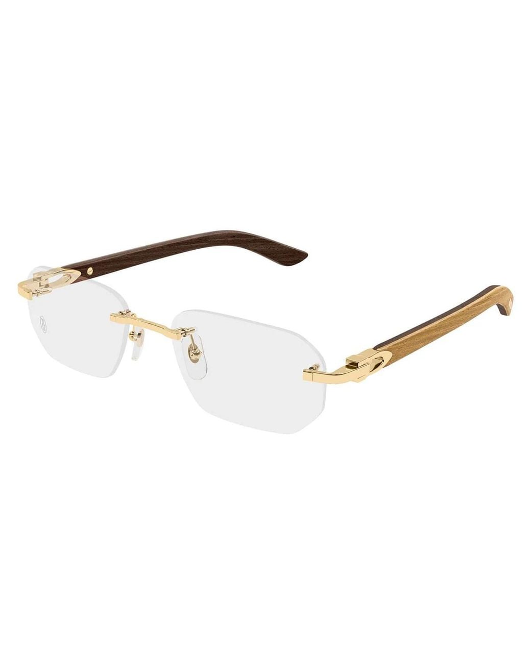 Cartier White Rectangle Frameless Glasses for men