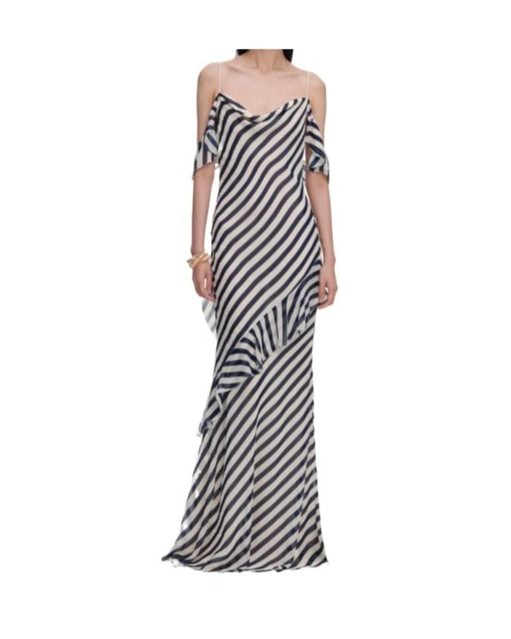 Self-Portrait Multicolor Stripe Georgette Maxi Dress
