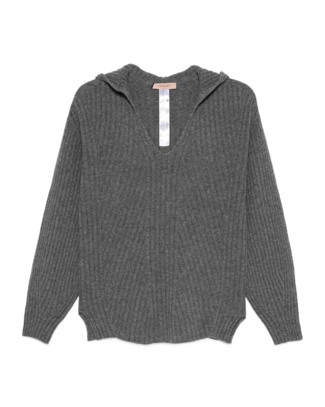 Twinset Gray Ribbed Jumper