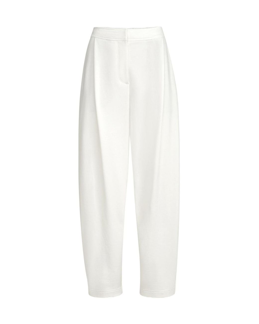 Brunello Cucinelli White Cotton Smooth French Terry Pleated Track Trousers