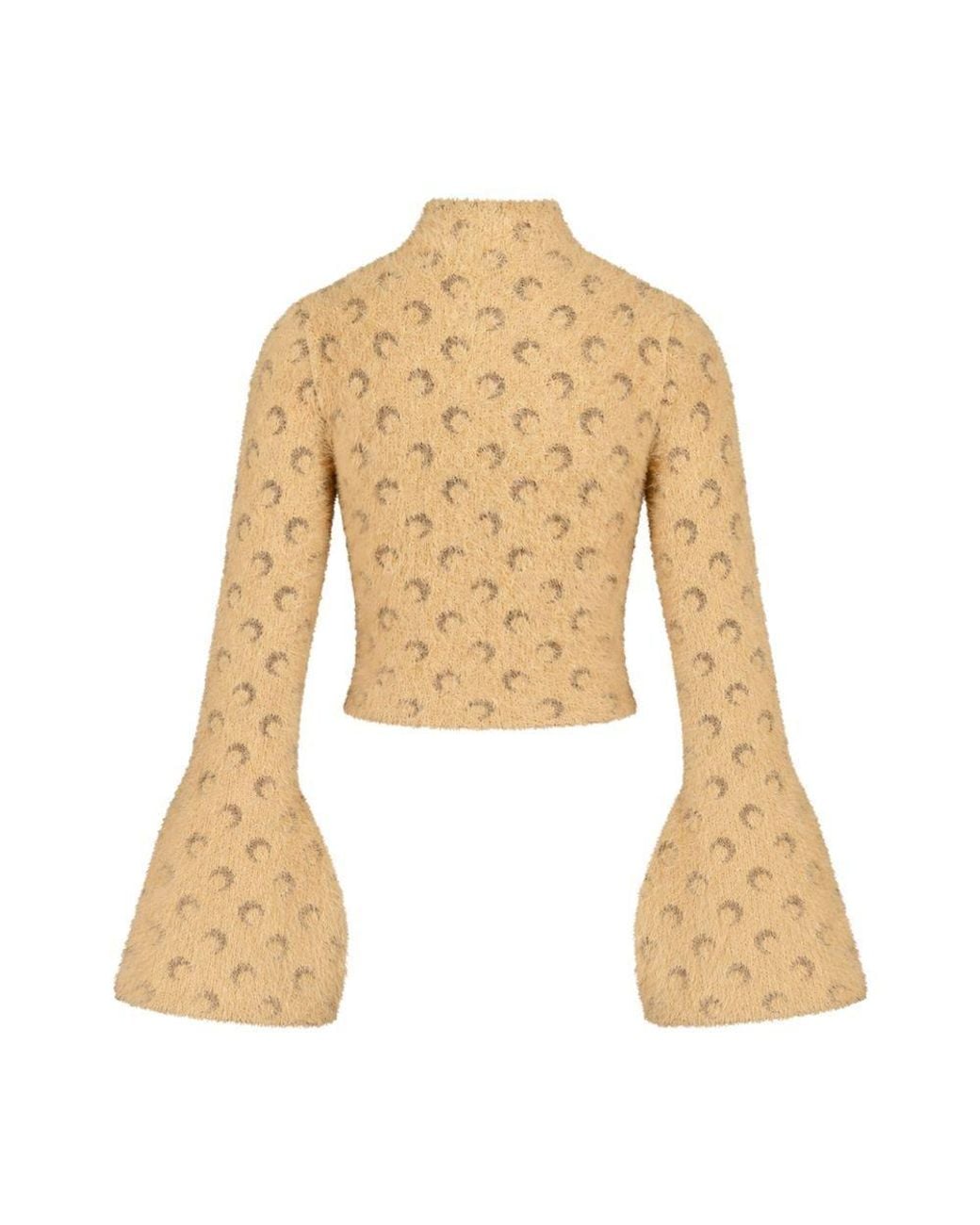 MARINE SERRE White Fluffy Moon Jacquard Knit High-Neck Sweater