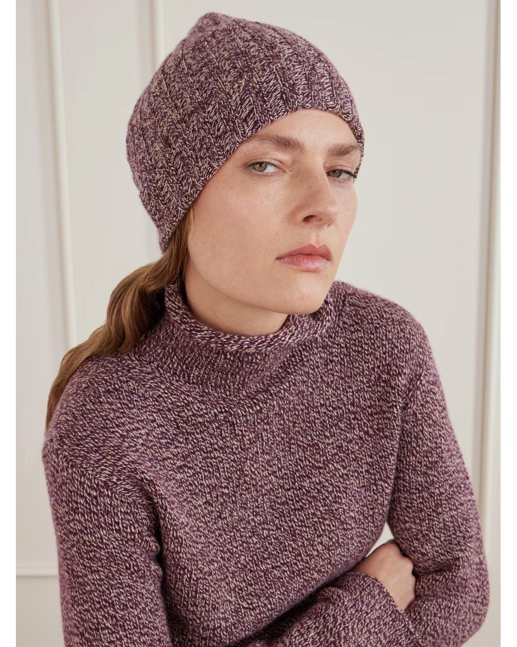 The Elder Statesman Purple Pax Ribbed Cashmere Hat