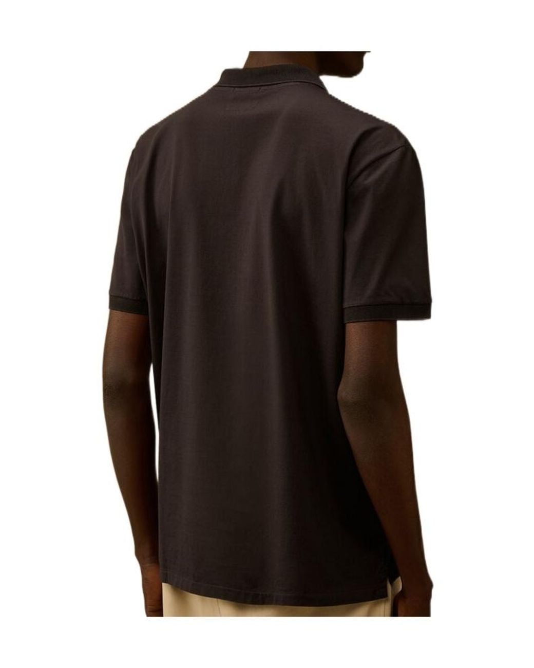 C P Company Black Logo Patch Short Sleeve Polo Shirt for men