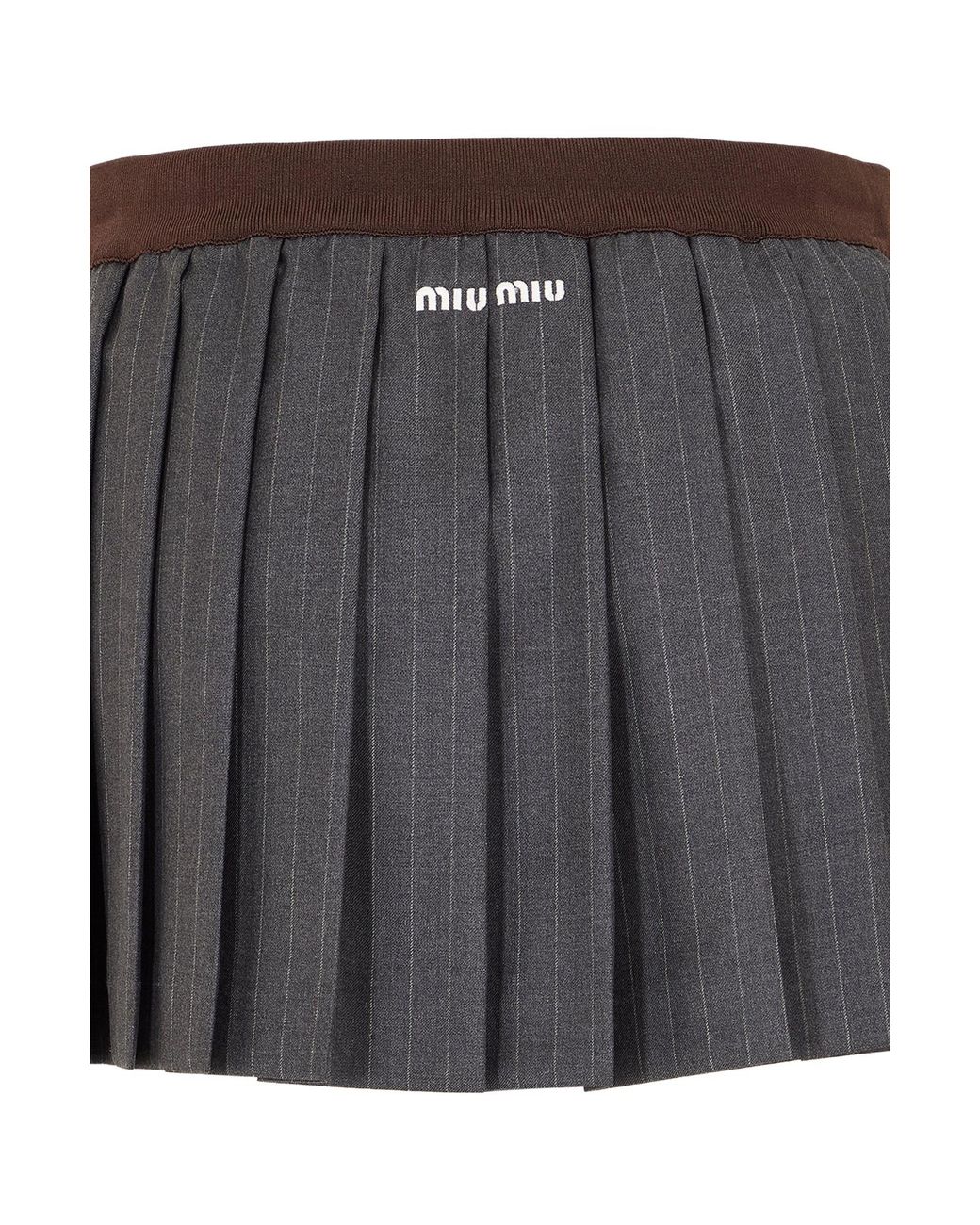 Miu Miu Gray Simple And Versatile Ruched Skirt