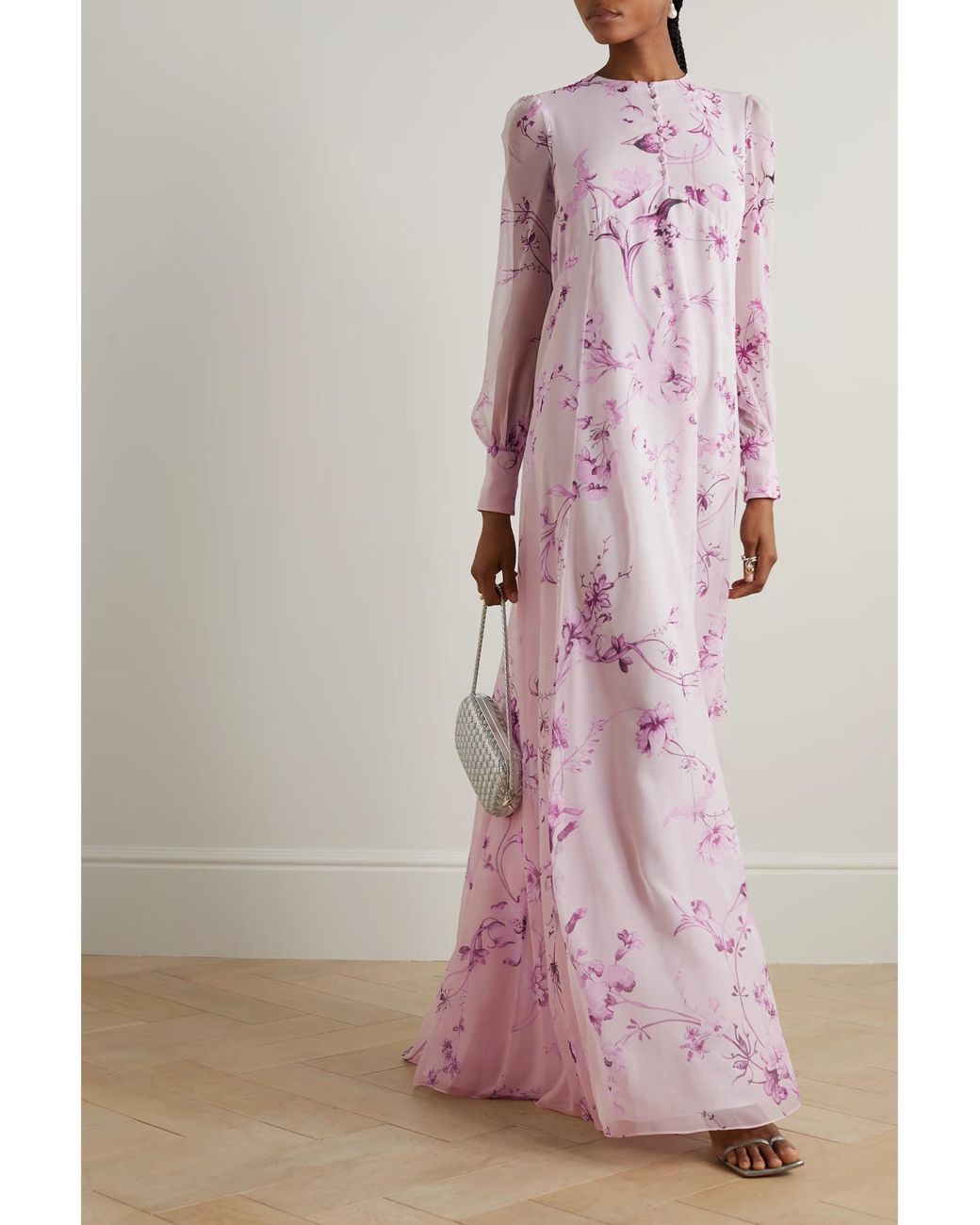Erdem Pink Jaylene Floral Print Dress