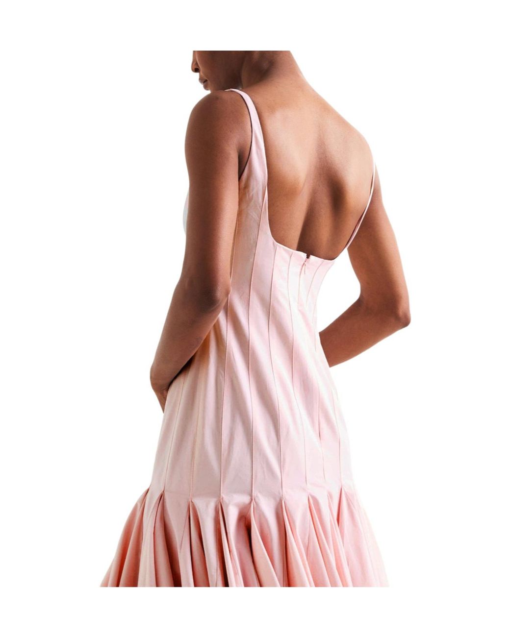Jacquemus Pink Boned Waist Strap Flared Midi Dress