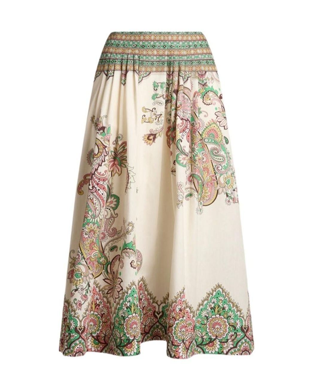 Etro White Floral Printed Midi Skirt