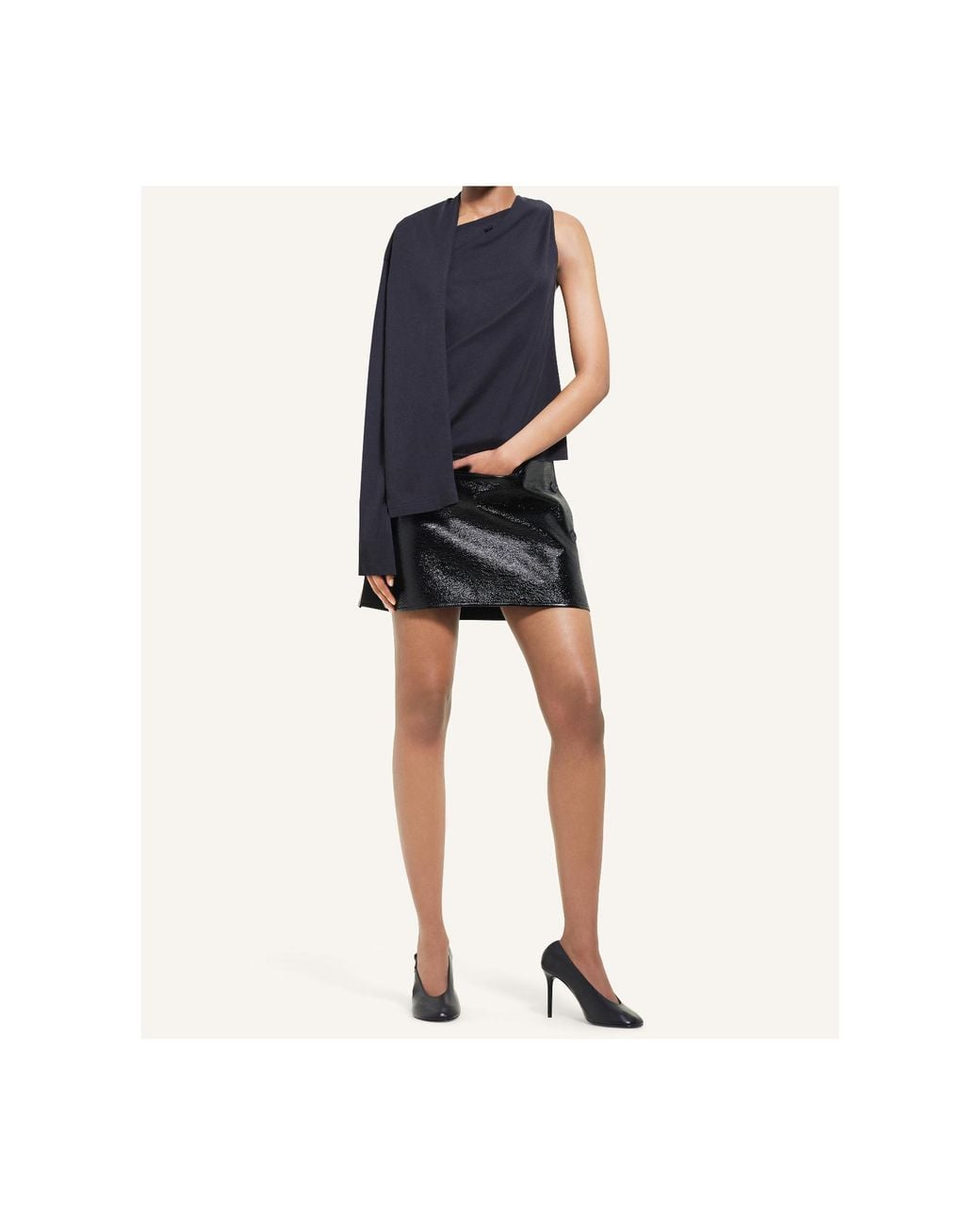 Courreges Black Oblique Vinyl Mini Skirt