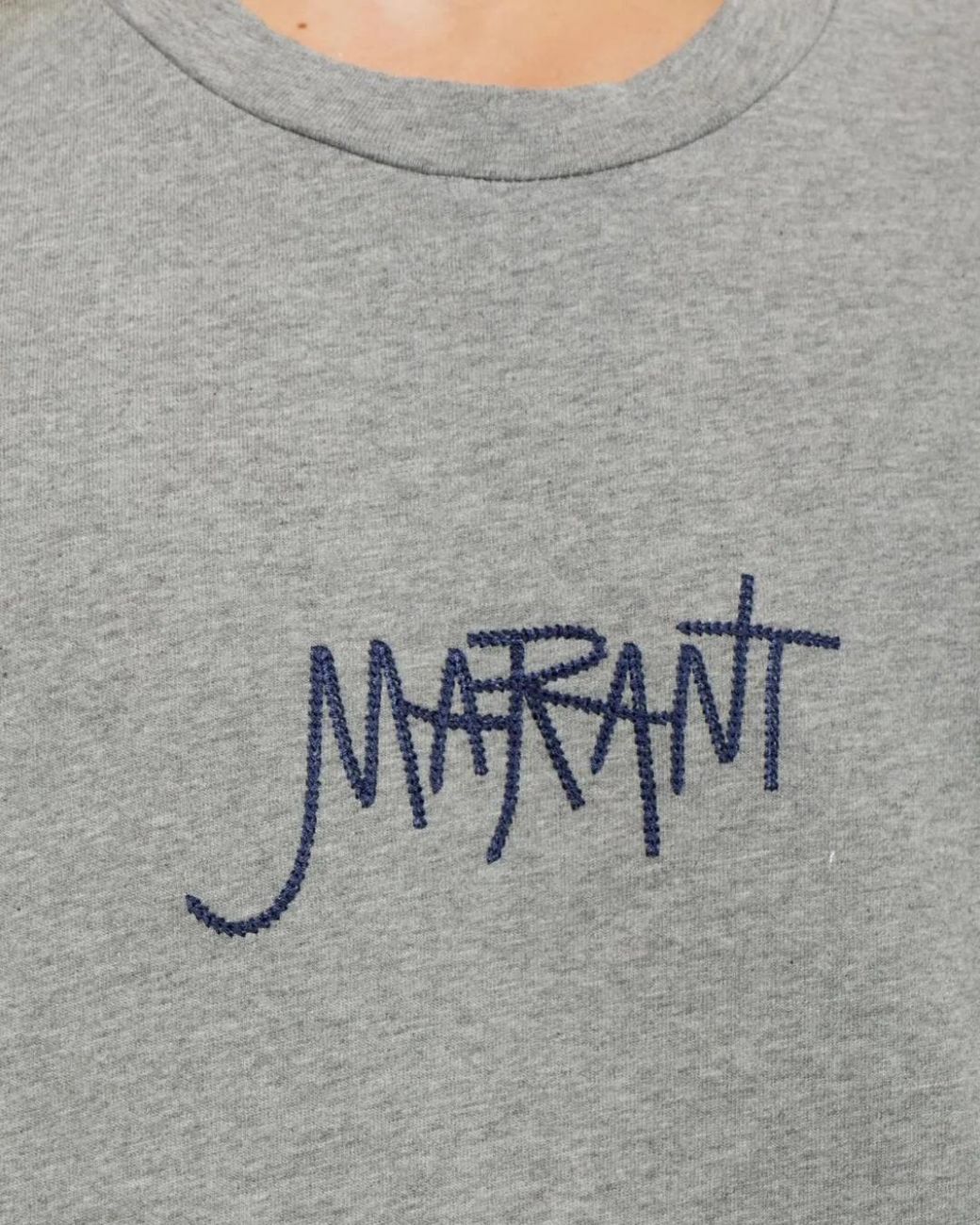 Isabel Marant Gray Honore Logo-Embroidered T-Shirt for men