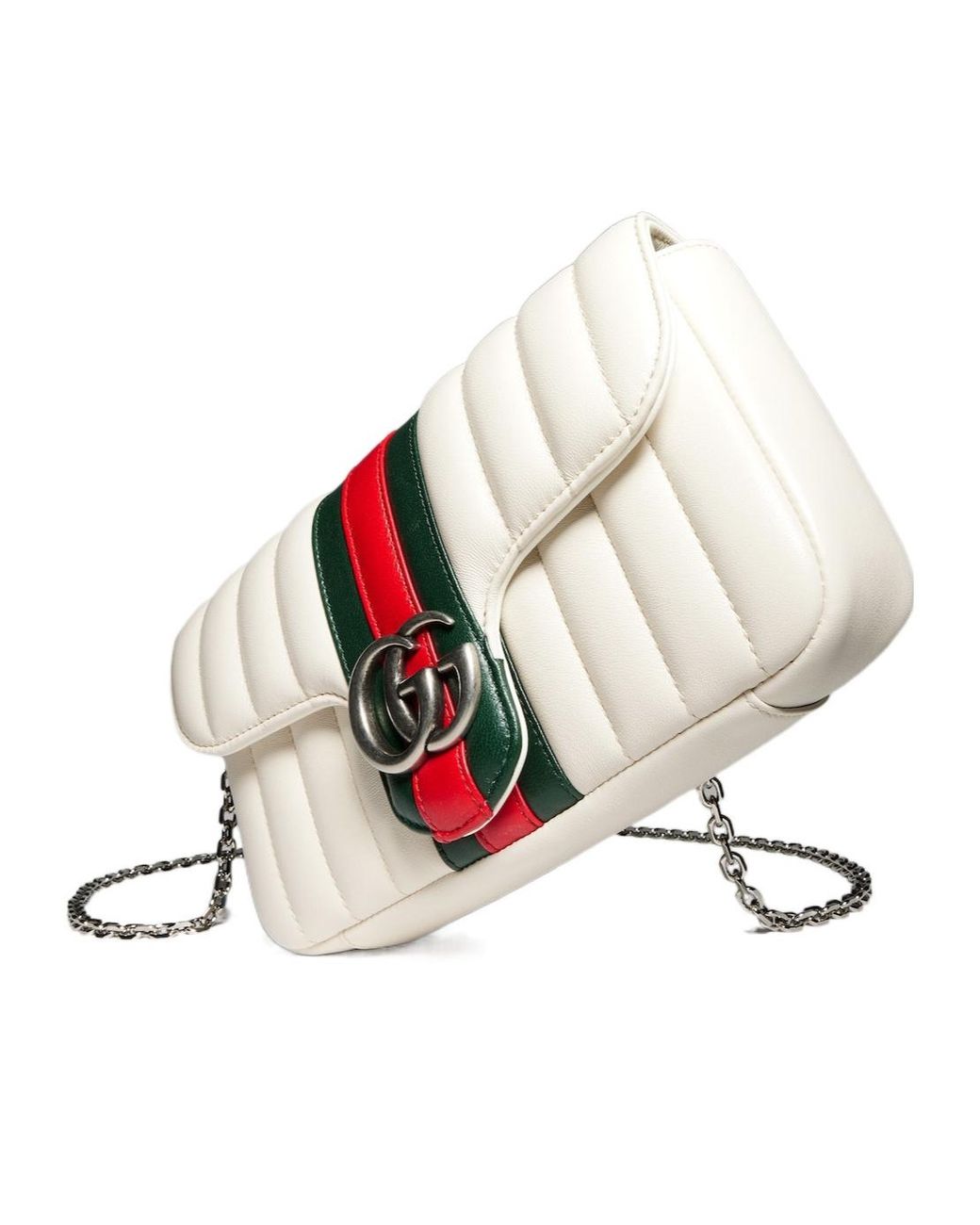 Gucci White Jetset Gg Marmont Small Shoulder Bag