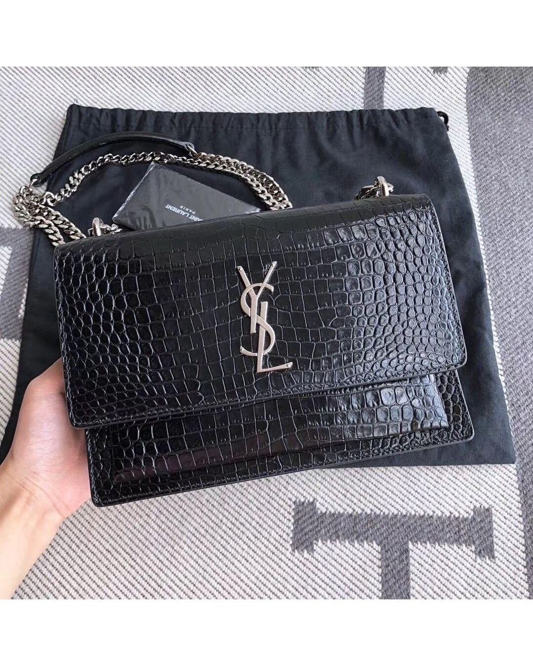 Saint Laurent Black Sunset Monogram Medium Shoulder Bag