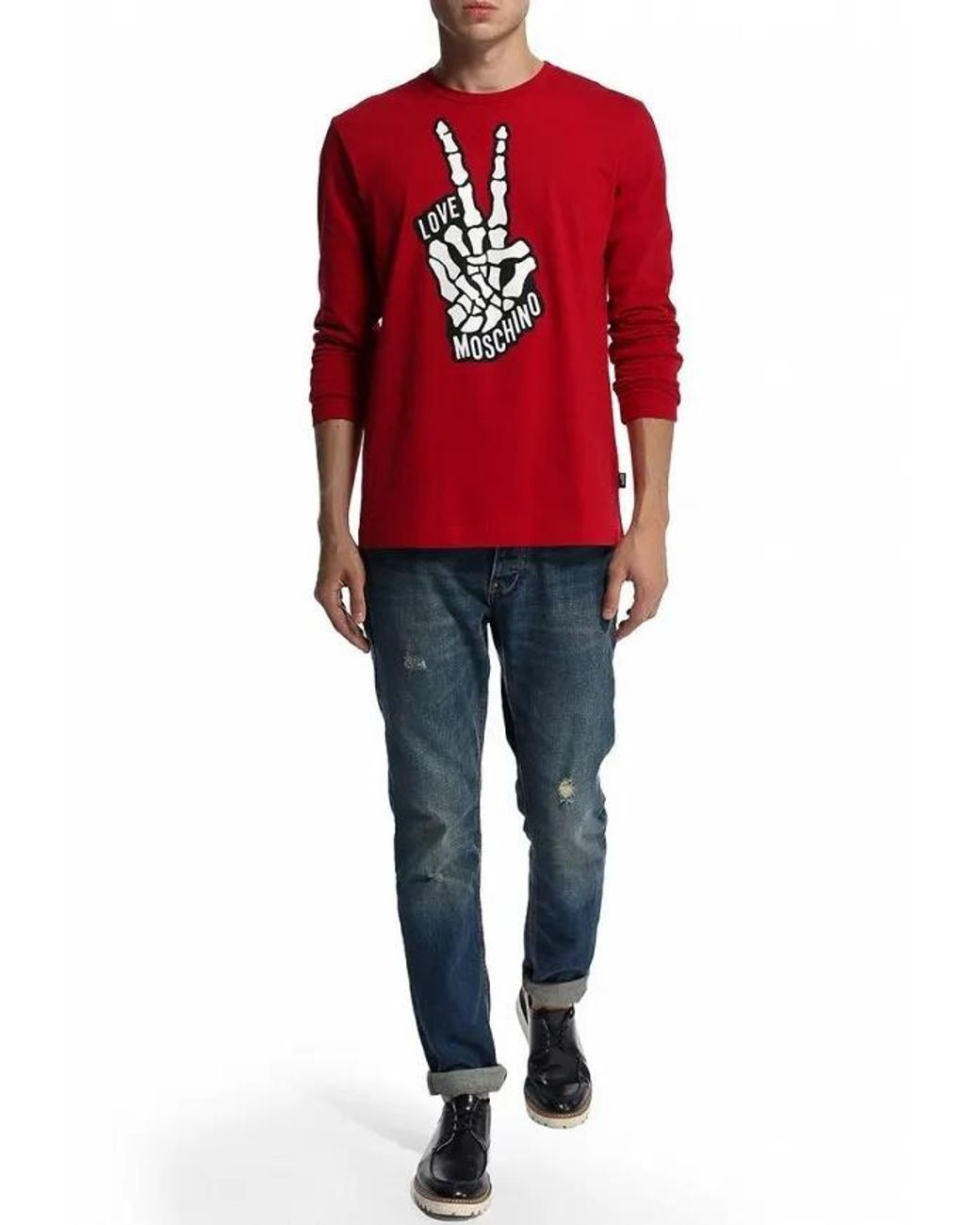 Moschino Red Long Sleeved T-Shirt for men