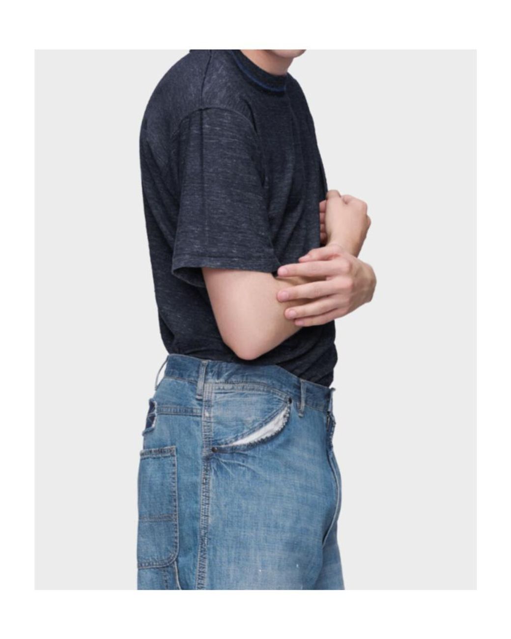 Maison Margiela Blue Relaxed Crew Neck T-Shirt for men