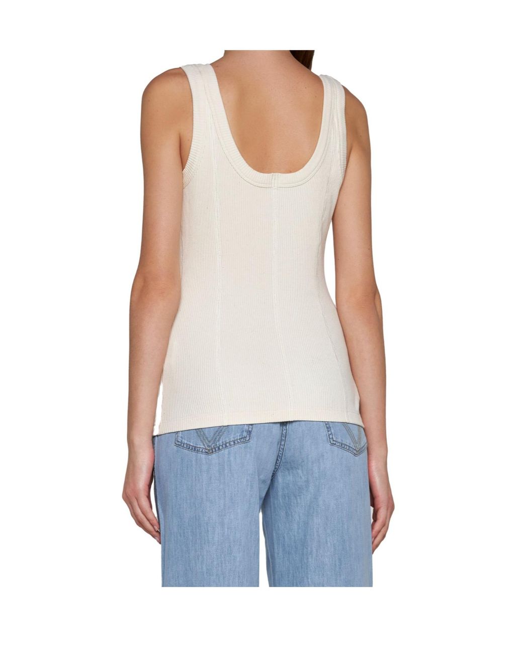 Bottega Veneta Natural Sleeveless Rib Knit Top