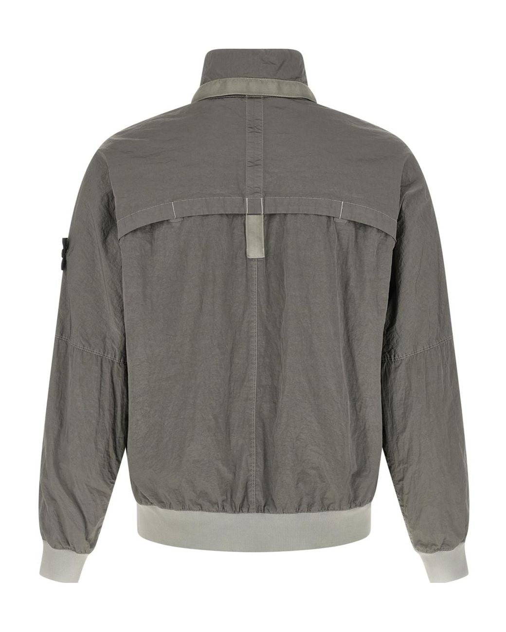 Stone Island Gray Logo Patch Bomber Jacket for men