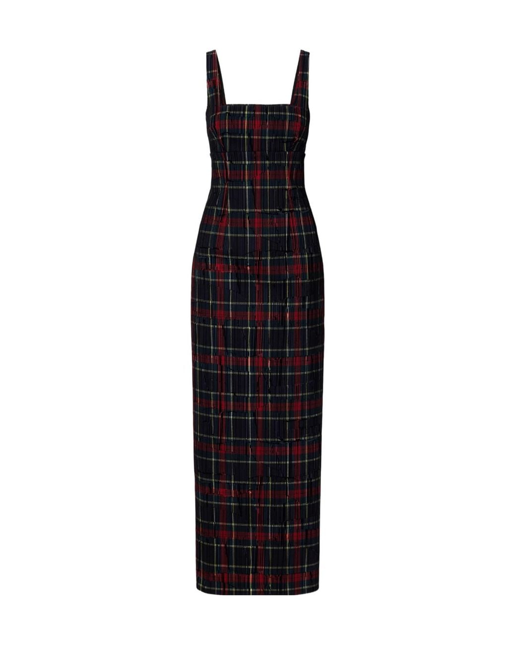 Emilia Wickstead Black Checked Flocked Velvet-Trimmed Gabardine Maxi Dress
