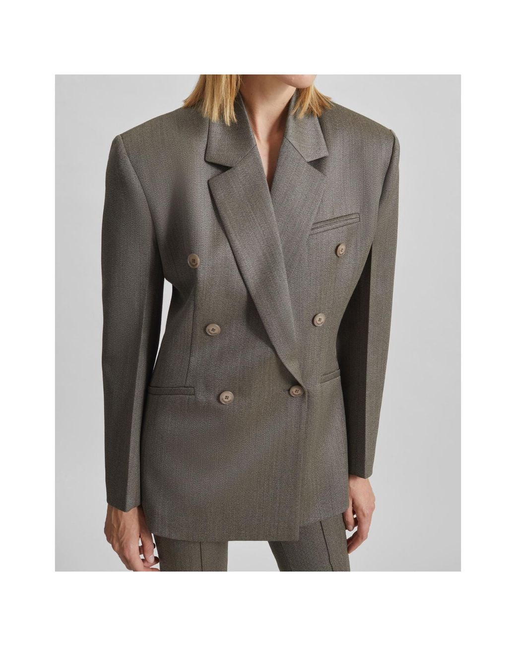 Frankie Shop Brown Jade Wool Double-Breasted Blazer