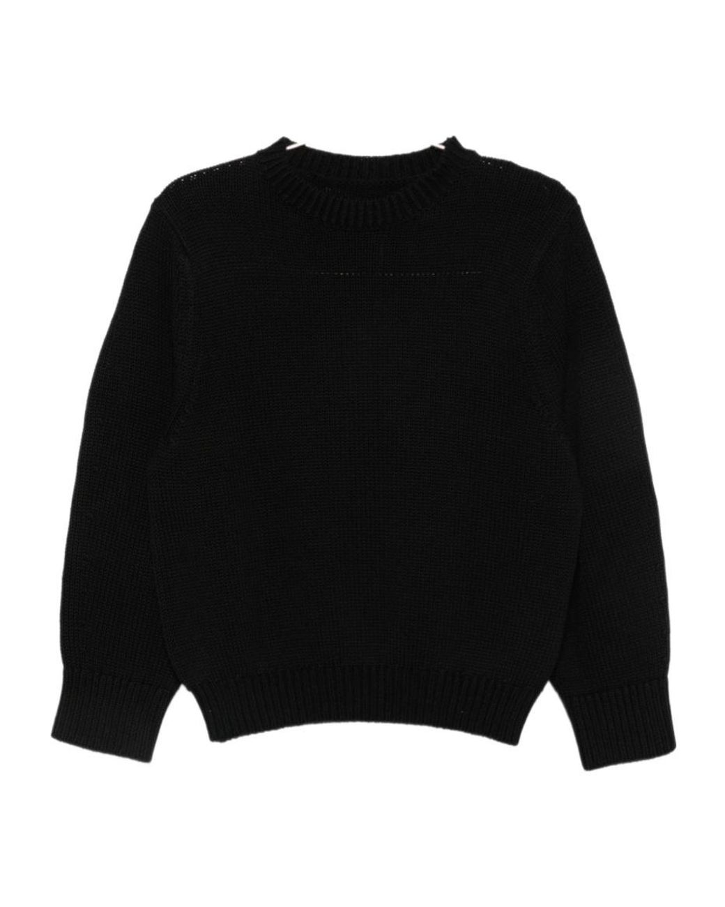Totême Black Totême Ribbed Crew Neck Knitted Sweater