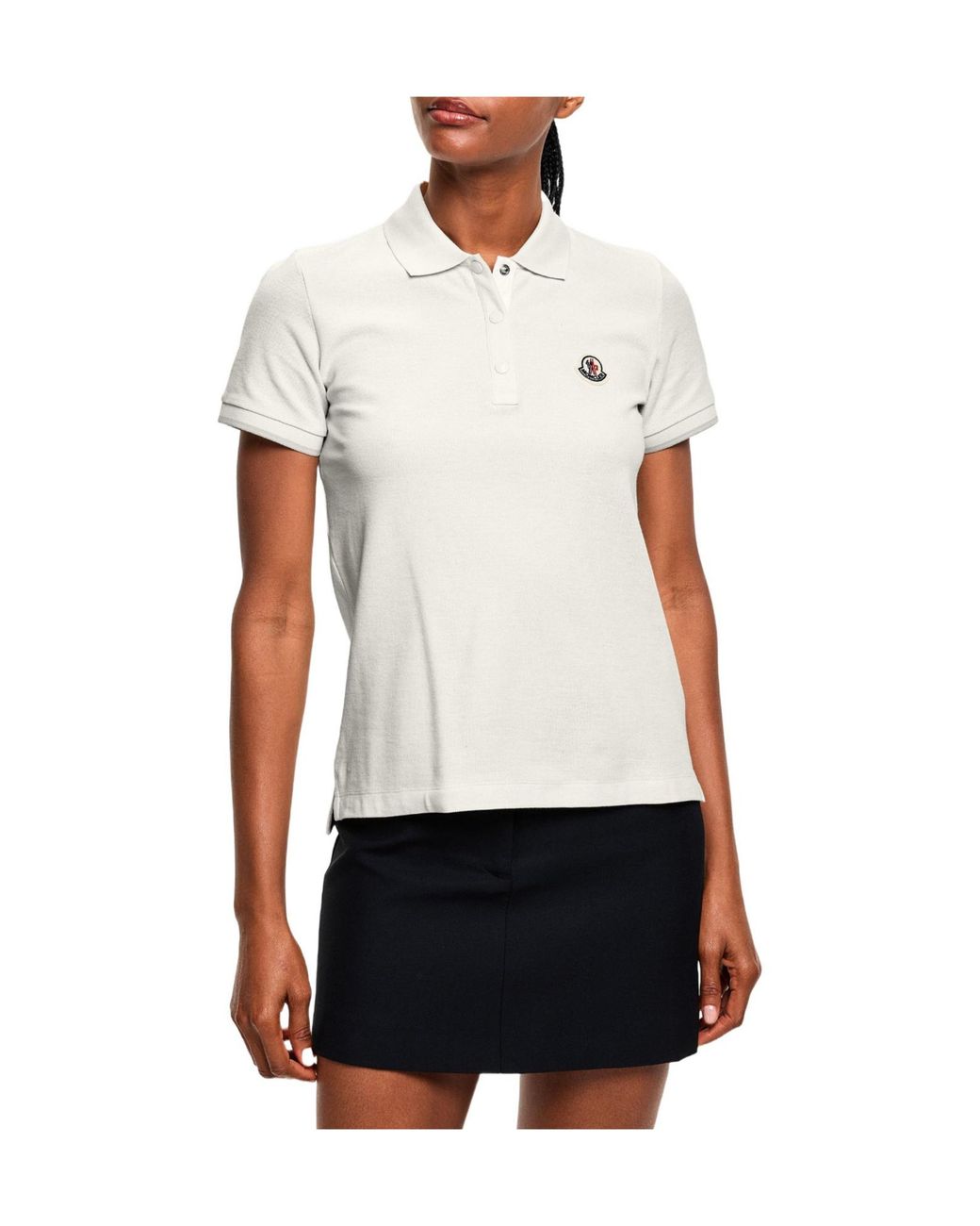 Moncler White Off- Short-Sleeved Polo Shirt