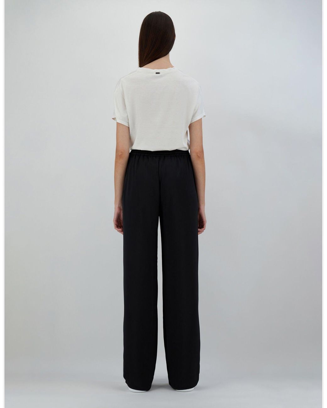 Herno Black Wide Leg Satin Trousers