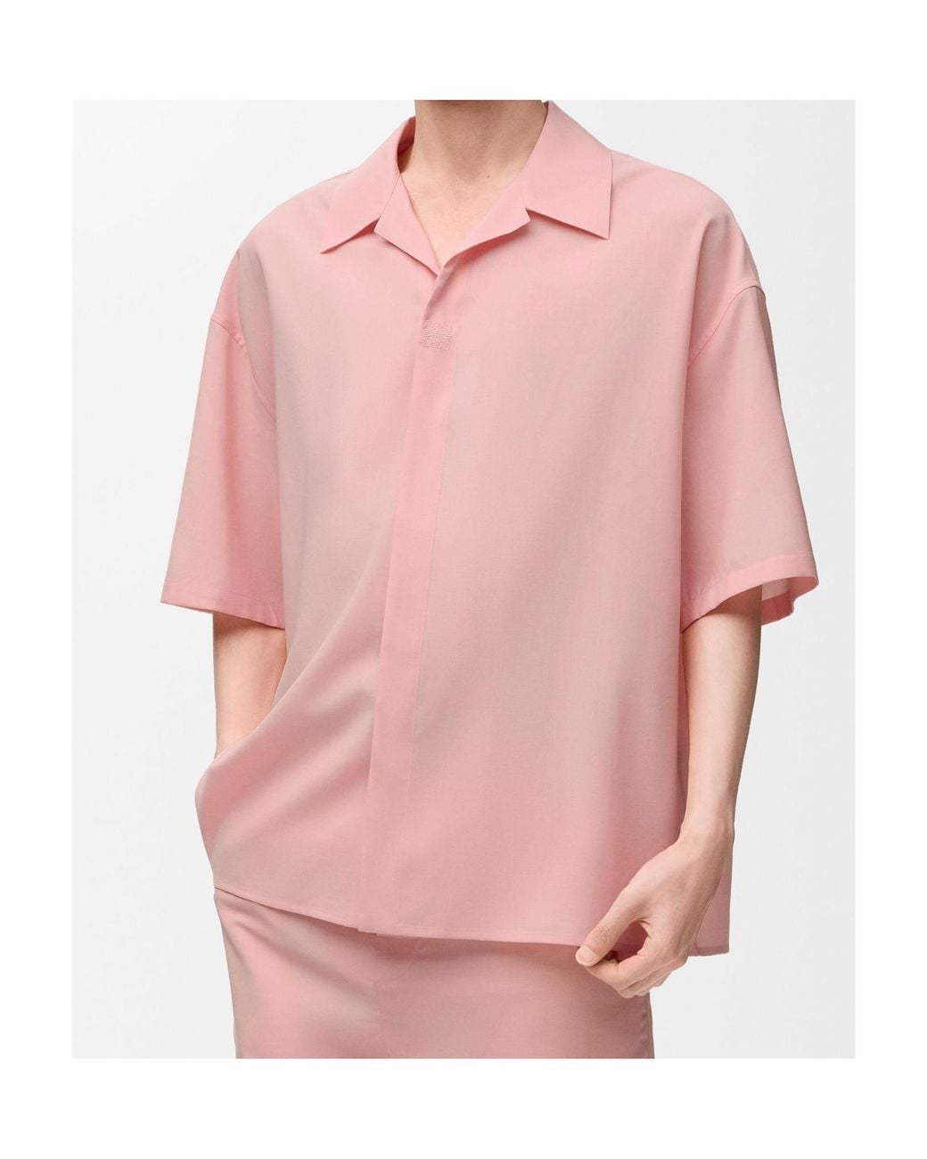 Loewe Pink Wool-Blend Short-Sleeve Shirt for men