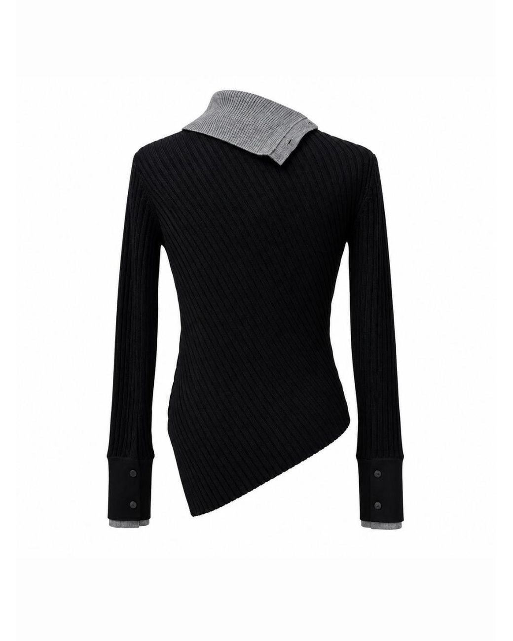 Egonlab Black Asymmetric High-Neck Sweater for men