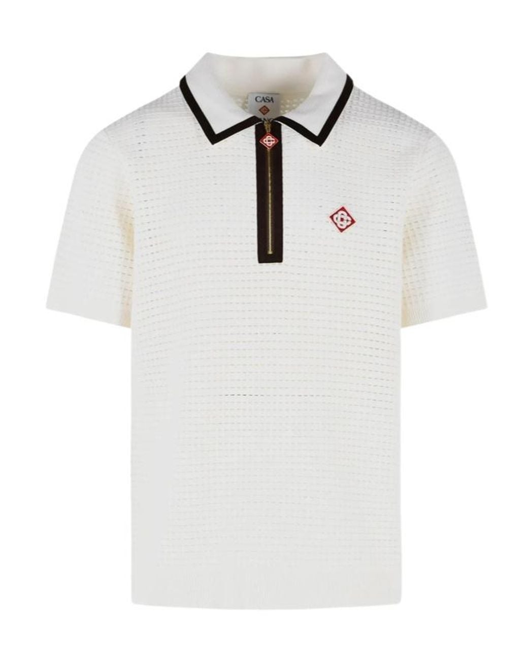 Casablanca White Waffle Polo Shirt for men