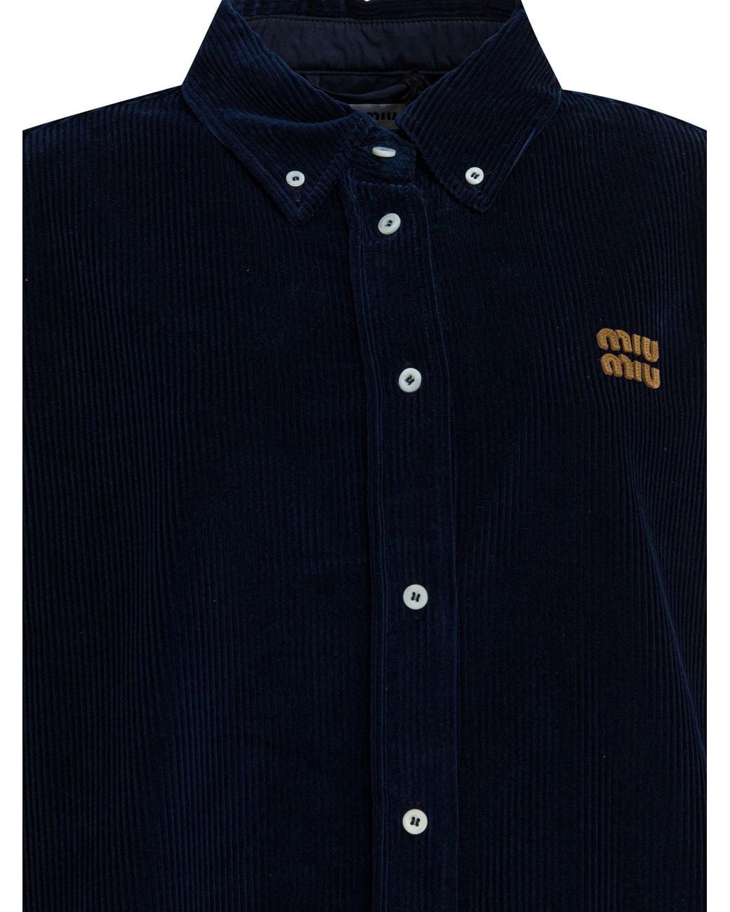 Miu Miu Blue Corduroy Oversized Poplin Shirt