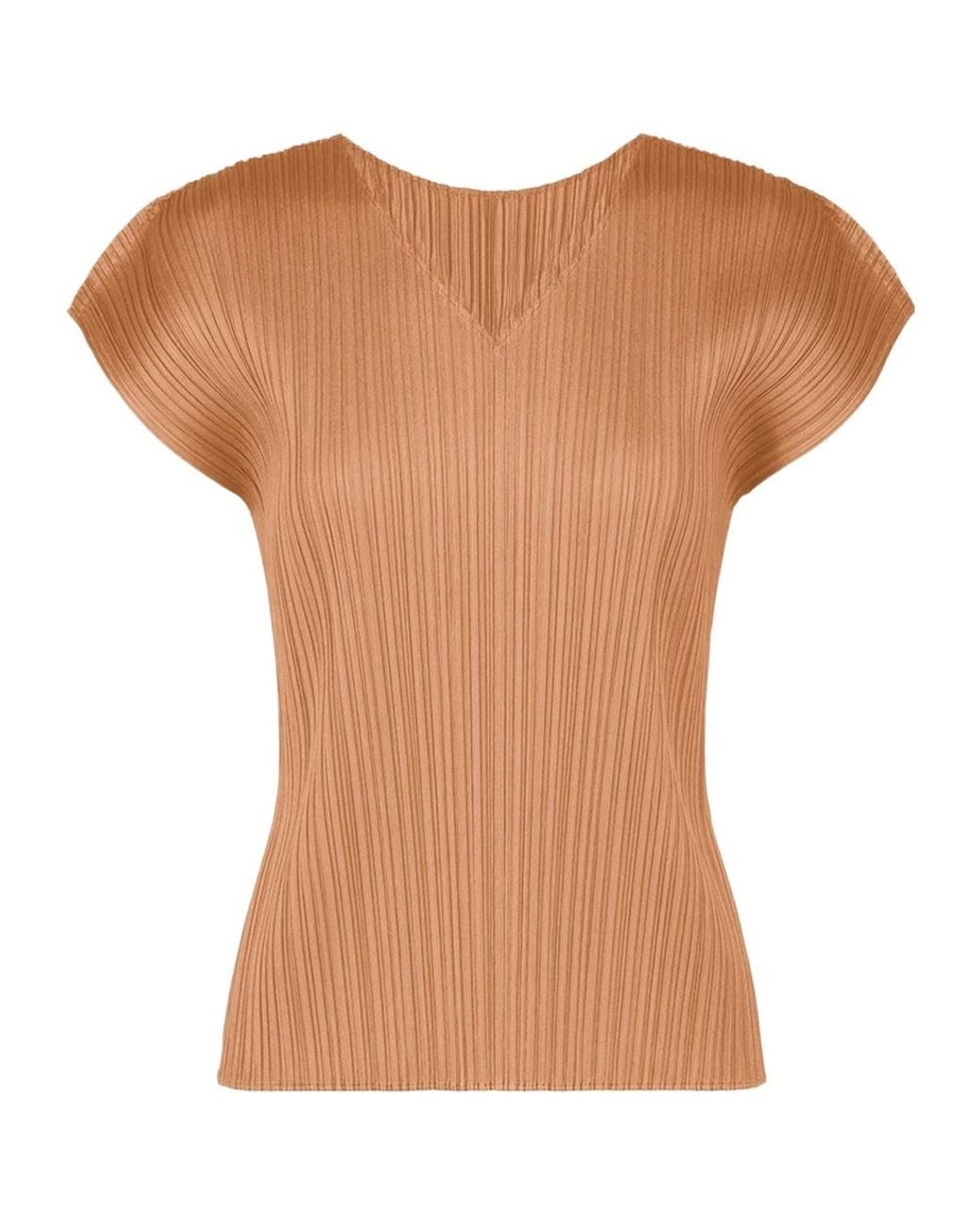 Pleats Please Issey Miyake Natural Pleated Long-Sleeve T-Shirt